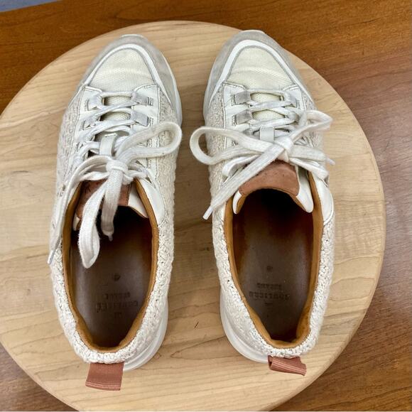 Sezane Sama Sneaker Womens Multicolor Woven Ecru Sam Crochet Suede Leather Sz 9 - Picture 13 of 15